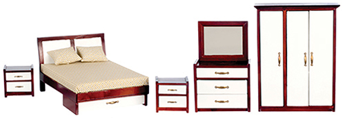 Modern Bedroom Set, 5 pc., Mahogany